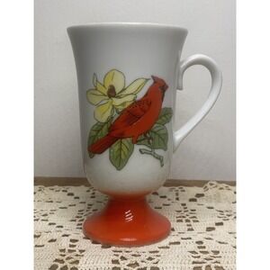 Vintage Fred Roberts Cardinal Songbird Pedestal Coffee Mug Tea Cups Japan MCM